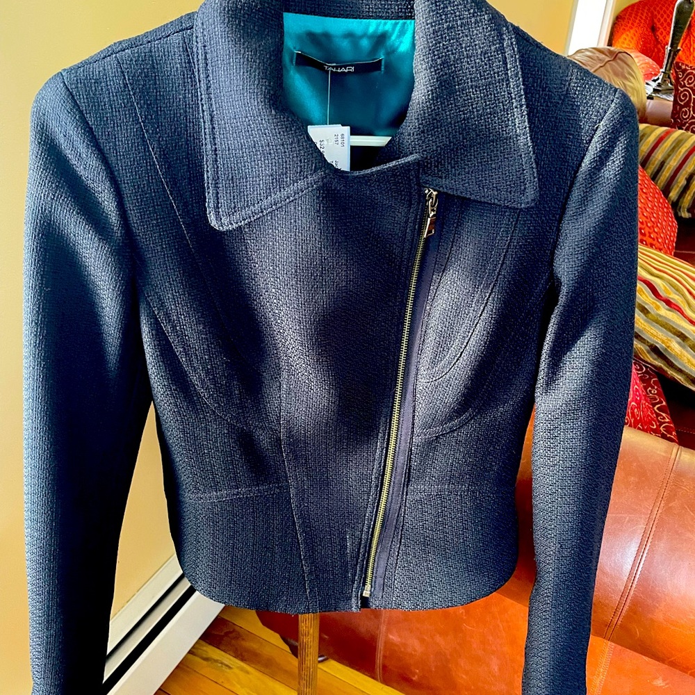 Tahari navy blue short jacket